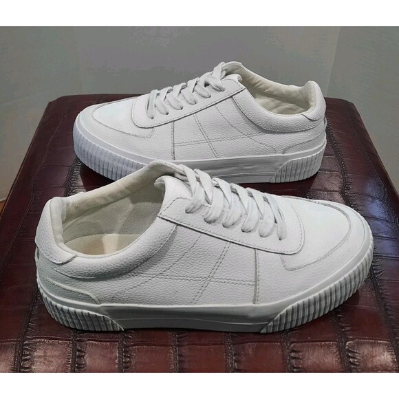 ASOS DESIGN White Duet Flatform Lace-up Leather Chunky SneakersWOMEN Size 6/US - Picture 5 of 10